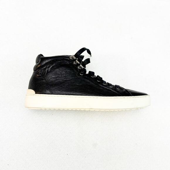 RAG & BONE Kent Black Leather High-Top Sneaker with White Rubber Soles Size 6 - Picture 6 of 6
